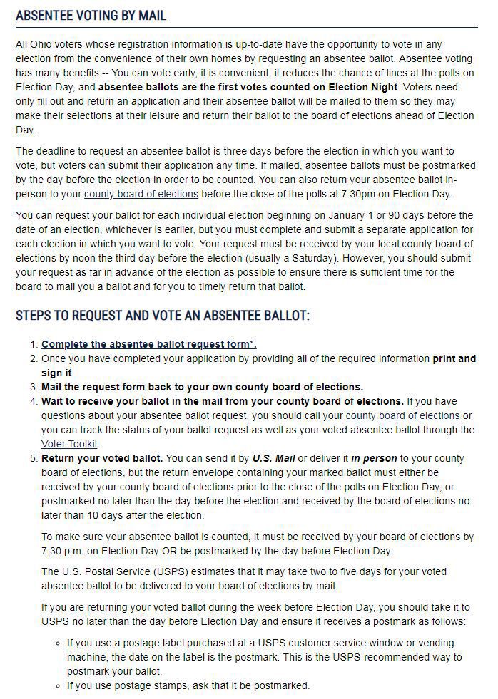 Ohio voter information